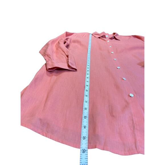 J. JILL Love Linen Peach Melon 100% Linen Long Sleeve Button Up Women's XL - Picture 6 of 8